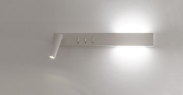 VK Lighting Bar - wandverlichting met linkse leeslamp - 40 x 17 x 5 cm - 3W + 2x6W LED incl. - wit