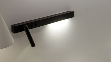 VK Lighting Bar - wandverlichting met linkse leeslamp - 30 x 17 x 5 cm - 3W + 6W LED incl. - zwart
