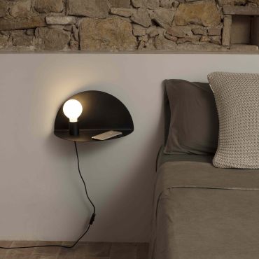 Faro Nit Left - wandverlichting met schakelaar - 40 x 20 x 20 cm - mat zwart