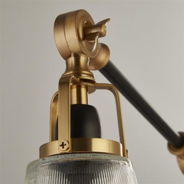 Searchlight Berwick - tafellamp - 24 x 67 cm - zwart, messing en transparant
