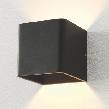 Artdelight Fulda - wandverlichting - 10 x 10 x 10 cm - 6W dimbare LED incl. - dim to warm - zwart