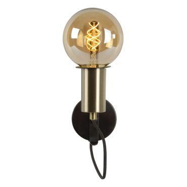 Lucide Malcolm - wandverlichting - 10 x 19 x 28 cm - zwart en messing
