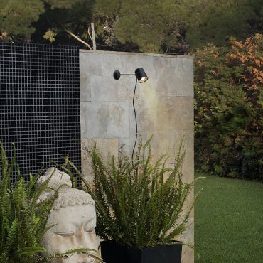 Faro Flow - buiten wandverlichting/ grondspot op piek - Ø 9 x 12 x 22 cm - IP65 - zwart