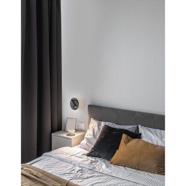 Nova Luce Penor - wandverlichting met schakelaar - Ø 14 x 5,7 cm - 9W LED incl. - zand zwart