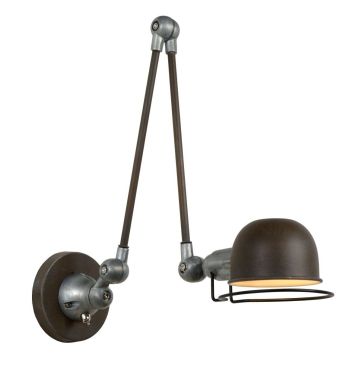 Lucide Honore - wandlamp met schakelaar - 13 x 68 x 46 cm - roest bruin