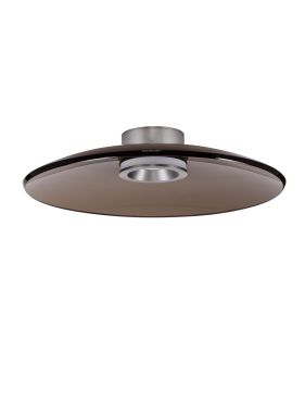 Nova Luce Esti - plafondlamp - Ø 50 x 10,6 cm - 33W dimbare LED incl. - geborsteld nikkel en donkerbruin glas