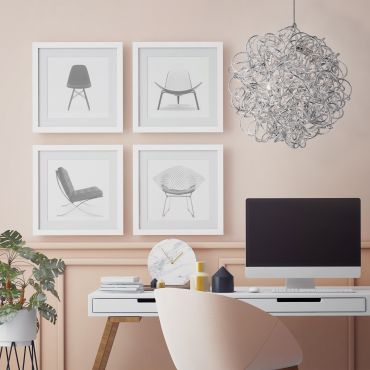 Searchlight Scribble - hanglamp - Ø 41 x 138 cm - 6 x 14W halogeen incl. - zilver