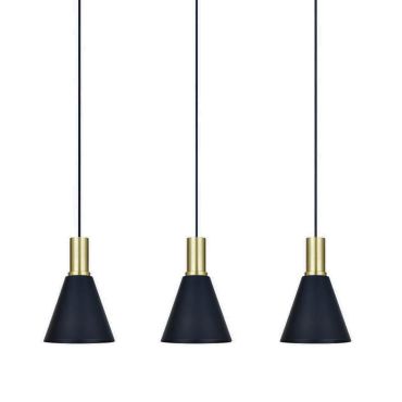 ONE Light E27 Pendant Cones - hanglamp - Ø 15,3 x 222,8 cm - geborsteld messing en zwart