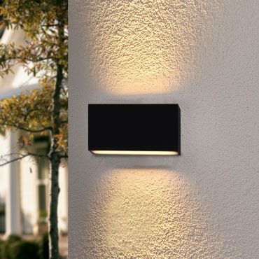 Artdelight Box - wandlamp - 17 x 9 x 4 cm - 2 x 6,5W dimbare LED incl. - IP54 - zwart