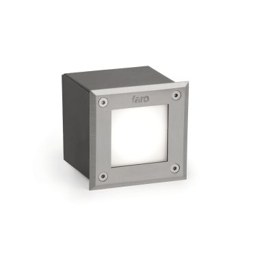 Faro Led-18 - inbouw wandverlichting - 9,5 x 9,5 x 7 cm - 3W LED incl. - IP67 - satijn inox - warm witte lichtkleur