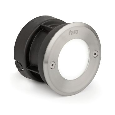 Faro Led-18 - inbouw wandverlichting - Ø 10 x 6,5 cm - 3W LED incl. - IP67 - satijn inox - warm witte lichtkleur