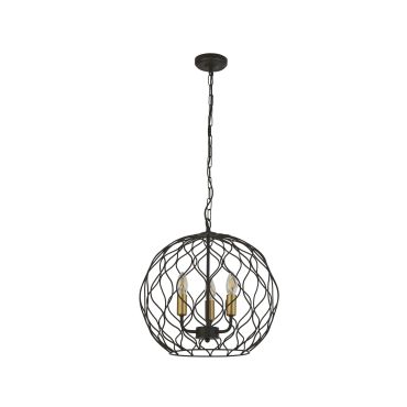 Searchlight Finesse - hanglamp - Ø 41 x 94 cm - mat zwart