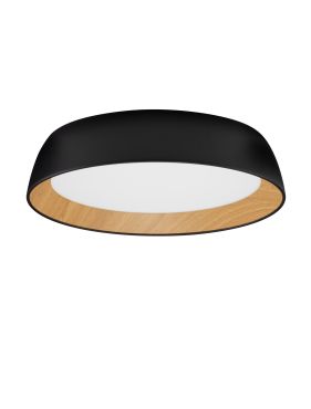 Nova Luce Sigi - plafondlamp - Ø 45 x 10 cm - 40W dimbare LED incl. - zandzwart en hout