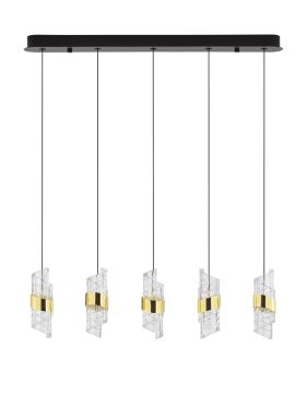 Nova Luce Seneca - hanglamp - 83 x 150 x 7,5 cm - 41W LED incl. - goud en zwart