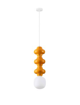 Nova Luce Clio - hanglamp - Ø 18 x 240 cm - oranje en opaalglas