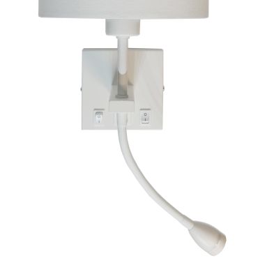 Artdelight Quad USB - wandverlichting met dubbele schakelaar en USB-poort - 18 x 11 x 11 cm - 3W LED incl. - wit