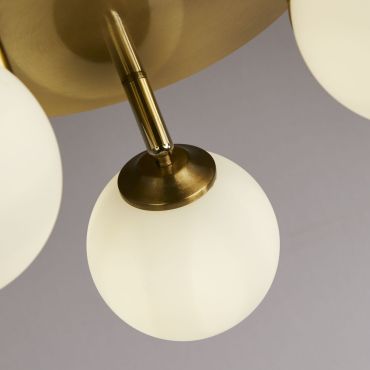 Searchlight Crosby - plafondlamp - Ø 34 x 14 cm - goud en opaal