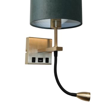 Artdelight Quad USB - wandverlichting met dubbele schakelaar en USB-poort - 18 x 11 x 11 cm - 3W LED incl. - mat goud