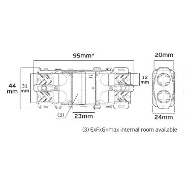 VK Lighting waterdichte kabeldoos driepolig 2 in / 2 uit - 9,5 x 4,4 x 2,4 cm - IP68