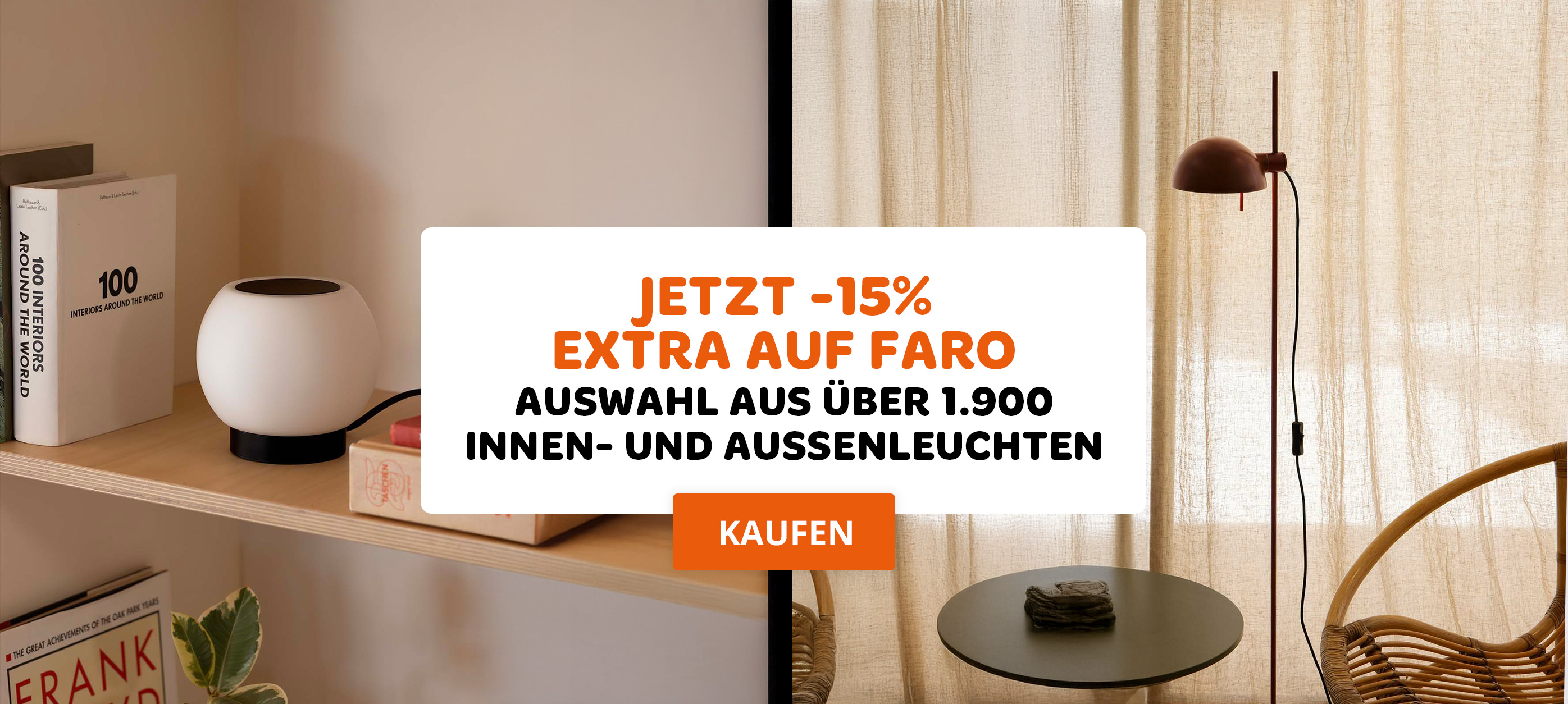 Jetzt 15% zusätzlichen Rabatt auf über 1900 Faro-Leuchten!